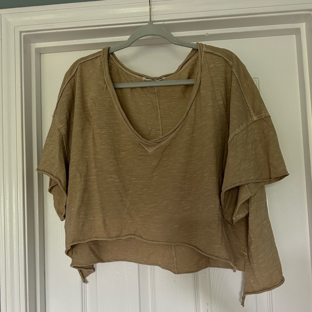 We The Free boxy asymmetric crop tee